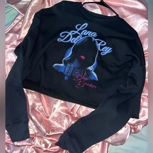 Lana Del Rey Cropped Blue Banisters era Sweatshirt